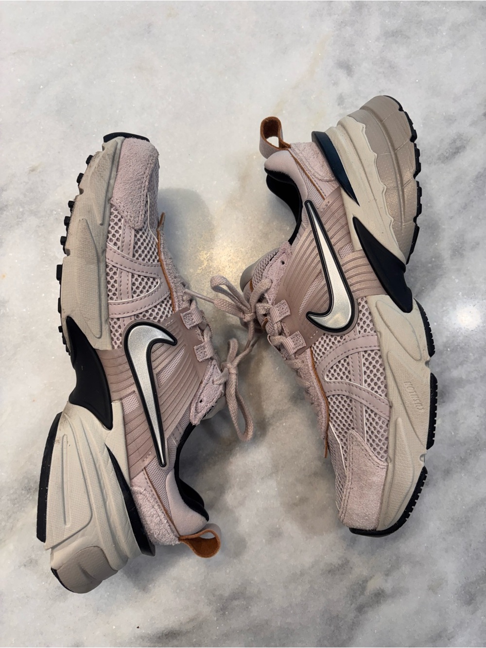 Nike V2K Run Sneakers ! Pink and Beige Chunky Nike's in Platinum Violet Colorway - Picture 1 of 6